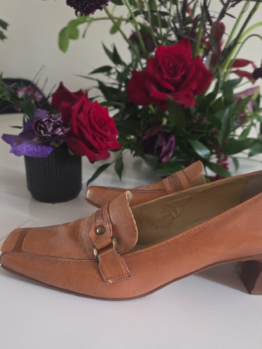 5/25$ Classic Leather Mid-Heel Loafers in Tan - Picture 6 of 12